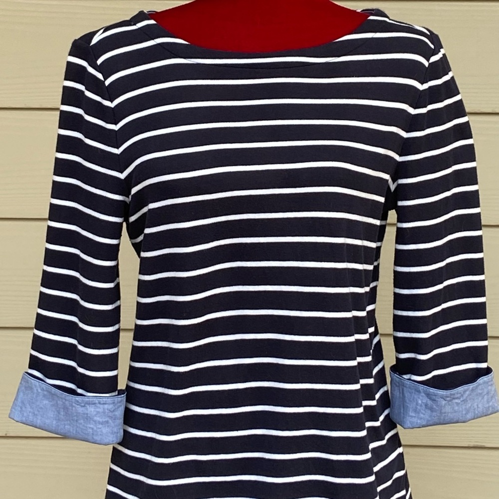 Nautica Boat-Neck 3/4 Sleeve Cotton Shirt